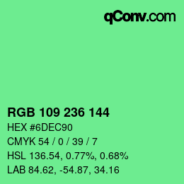 カラーコード: RGB 109 236 144 | qconv.com