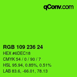 颜色代码: RGB 109 236 24 | qconv.com