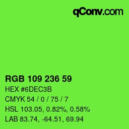 Color code: RGB 109 236 59 | qconv.com