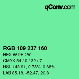 Color code: RGB 109 237 160 | qconv.com