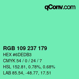 Color code: RGB 109 237 179 | qconv.com