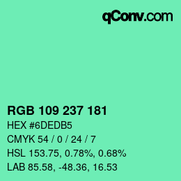 Color code: RGB 109 237 181 | qconv.com