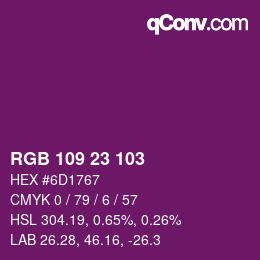 Color code: RGB 109 23 103 | qconv.com