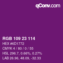 Color code: RGB 109 23 114 | qconv.com