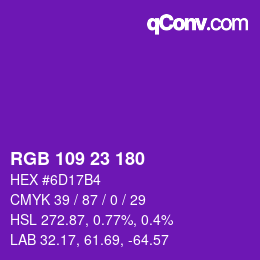 Color code: RGB 109 23 180 | qconv.com