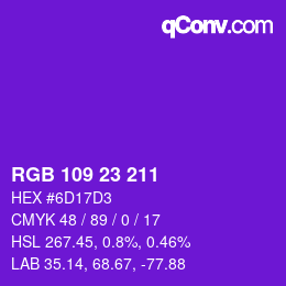 Color code: RGB 109 23 211 | qconv.com