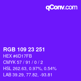Color code: RGB 109 23 251 | qconv.com