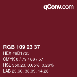 Color code: RGB 109 23 37 | qconv.com