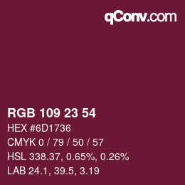 カラーコード: RGB 109 23 54 | qconv.com