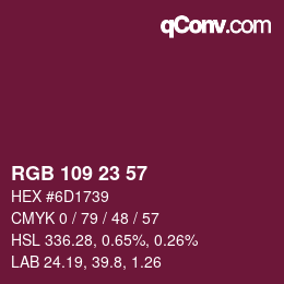 Color code: RGB 109 23 57 | qconv.com