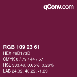 Color code: RGB 109 23 61 | qconv.com