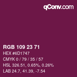 Color code: RGB 109 23 71 | qconv.com