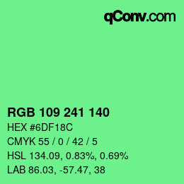 Color code: RGB 109 241 140 | qconv.com