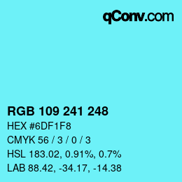 Color code: RGB 109 241 248 | qconv.com
