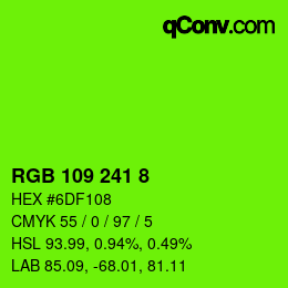 Farbcode: RGB 109 241 8 | qconv.com