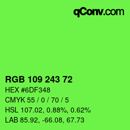 Color code: RGB 109 243 72 | qconv.com