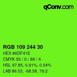 Color code: RGB 109 244 30 | qconv.com