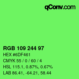 Color code: RGB 109 244 97 | qconv.com