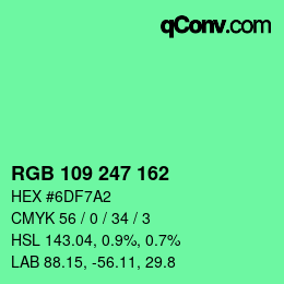 Color code: RGB 109 247 162 | qconv.com