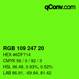 カラーコード: RGB 109 247 20 | qconv.com
