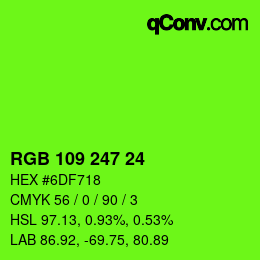 カラーコード: RGB 109 247 24 | qconv.com