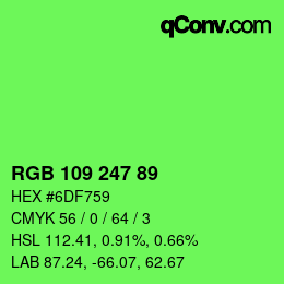 Color code: RGB 109 247 89 | qconv.com