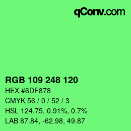Color code: RGB 109 248 120 | qconv.com