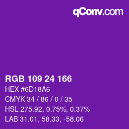 カラーコード: RGB 109 24 166 | qconv.com