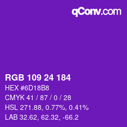 Color code: RGB 109 24 184 | qconv.com