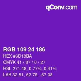 カラーコード: RGB 109 24 186 | qconv.com