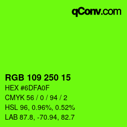 Color code: RGB 109 250 15 | qconv.com