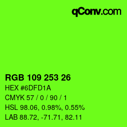 カラーコード: RGB 109 253 26 | qconv.com