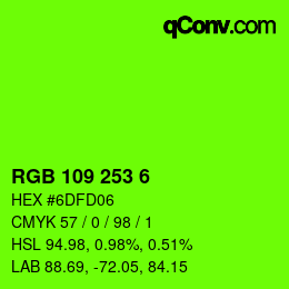 カラーコード: RGB 109 253 6 | qconv.com
