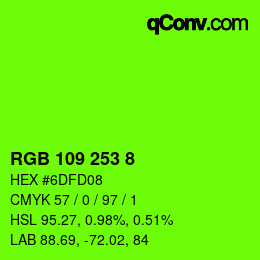 颜色代码: RGB 109 253 8 | qconv.com