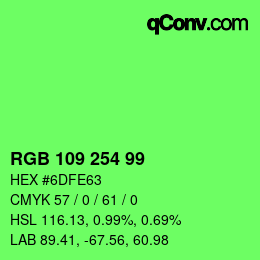 カラーコード: RGB 109 254 99 | qconv.com