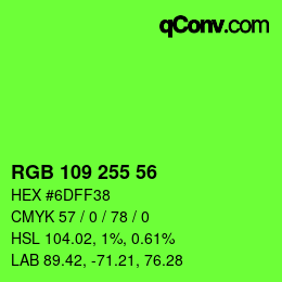 Color code: RGB 109 255 56 | qconv.com