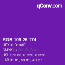 Color code: RGB 109 25 174 | qconv.com
