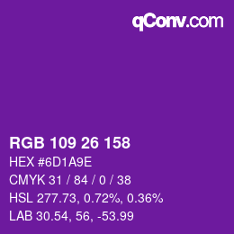 カラーコード: RGB 109 26 158 | qconv.com