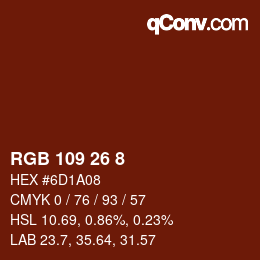 Color code: RGB 109 26 8 | qconv.com