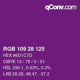 Color code: RGB 109 28 125 | qconv.com