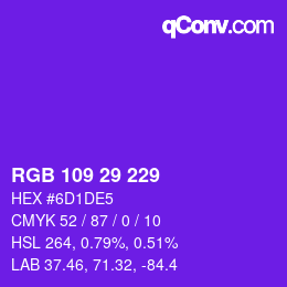 Color code: RGB 109 29 229 | qconv.com