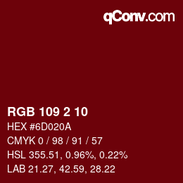 Color code: RGB 109 2 10 | qconv.com