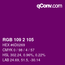 Color code: RGB 109 2 105 | qconv.com