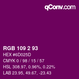 カラーコード: RGB 109 2 93 | qconv.com