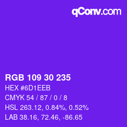 Farbcode: RGB 109 30 235 | qconv.com