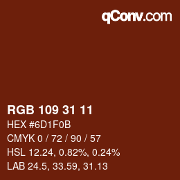 Color code: RGB 109 31 11 | qconv.com