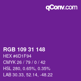 Color code: RGB 109 31 148 | qconv.com