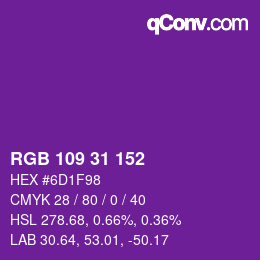 Color code: RGB 109 31 152 | qconv.com