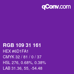 Color code: RGB 109 31 161 | qconv.com