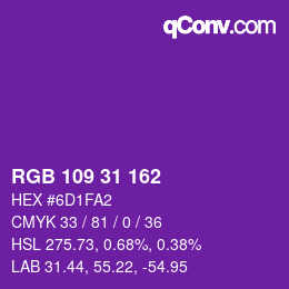 Color code: RGB 109 31 162 | qconv.com